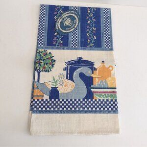 NWT Yale & Frances Forman Designs USA Linen Tea Towel Blue Duck Country Cottage